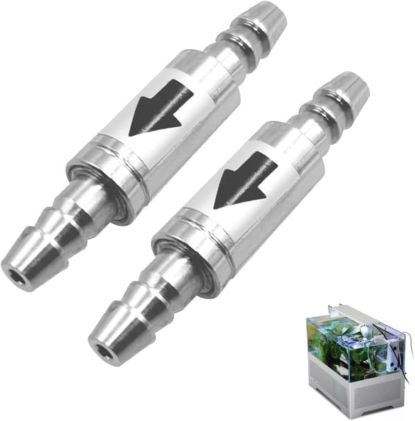 2 st Rostfritt Stål Akvarium CO2 Backventil för 8mm Luftslang Luftpump Diffusor