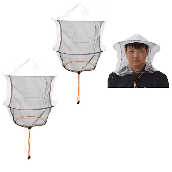 Hvite 2-delte birøkterhatter for bier, knott, insekter, mygg, med netting for menn, kvinner, barn