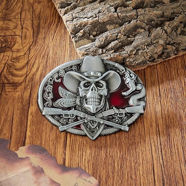 Bältesspänne med spökskelett för män, amerikansk indian, western cowboy-bältesspänne