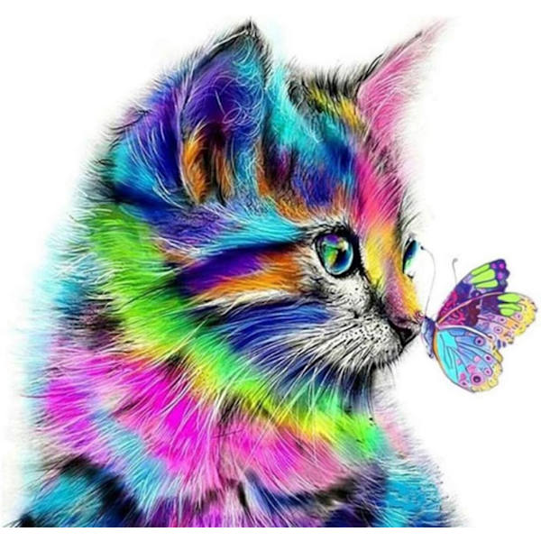 Diamantmaleri Komplett, 30x30cm Nummerert Maleri for Voksne Katt, 5d