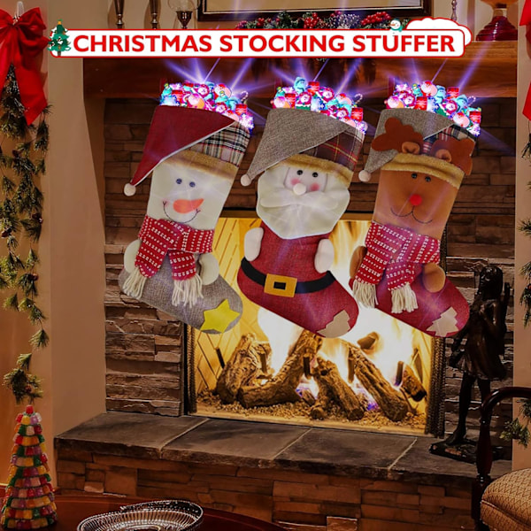 25 stk Juleringe med LED-lys for barn - Julegaveposer for barn - Blinkende juleleker