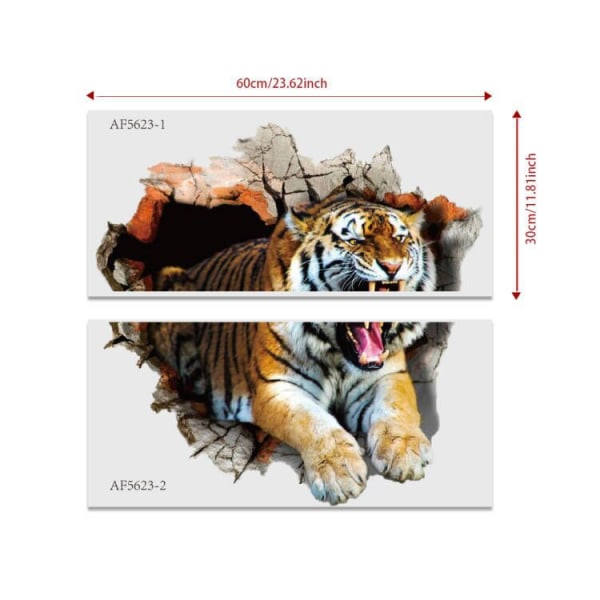 2 STK Stickers Muraux Le tigre 3D Autocollants Muraux Mural Sti