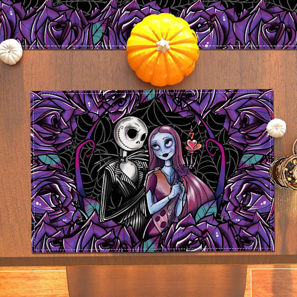 Linne Halloween Servetter Halloween Gotisk Skalle Bordunderlägg Dödens Dag Roser Skalle Dekoration Halloween Dekorationer och
