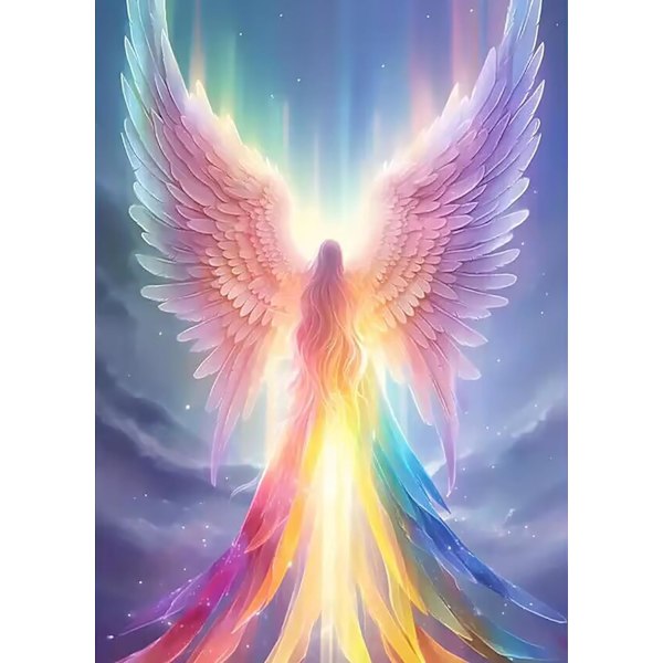 Rainbow Angel 5D Diamantmålning Kit för Vuxna Nybörjare, DIY Diamantkonst Kit Full Rund Borr, Måla med Diamantprickar G