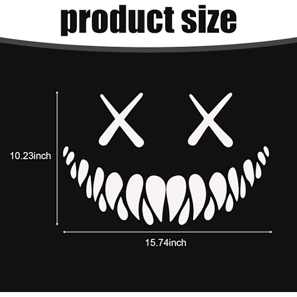 1 stk Bil Bakrute Klistremerke, 15.74\" x 10.23\" Halloween Atmosfære Djevel Smiley Form Refleks Klistremerke, Holida
