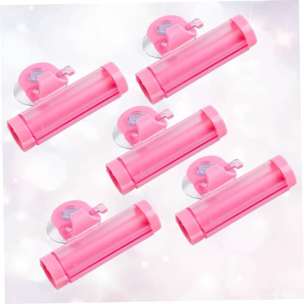 Rosa Tandkrämspress Dispenser Plasttub Rullpress Ansiktskräm