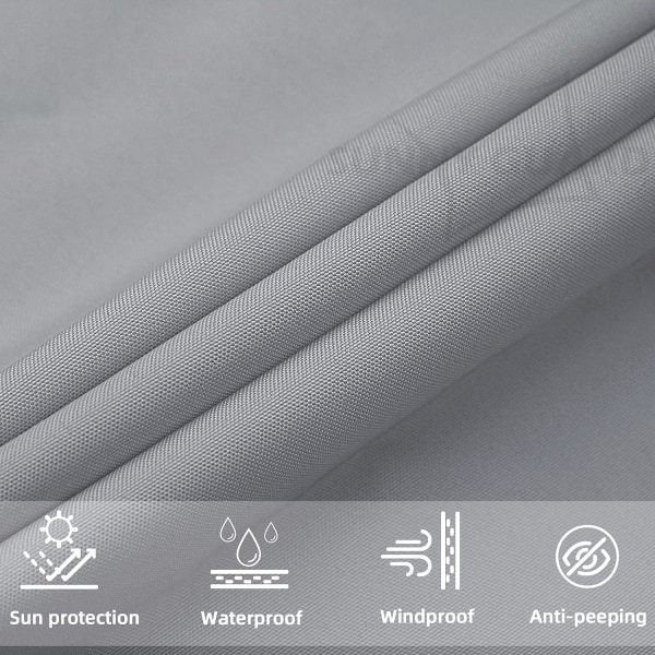 Solsejl, Vandafvisende, 2 x 3 m, Polyester, rektangulær, grå