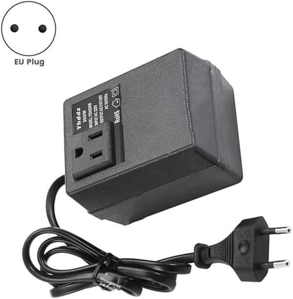 200W Spenningsomformer Transformator EU Til USA Nedtrappingstransformator 220V Til 110V Enkelfase Reiseadapter EU-plugg