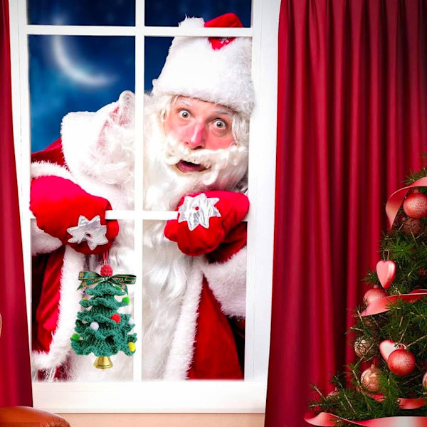 Virkad Mini Julgran, Kreativ Julgran för Bakrutan, Handgjord Stickad Bomullsgarn