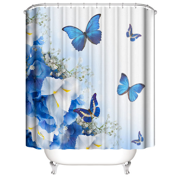 Dyrebruseforhæng 180*200 cm（Blå）, Sommerfuglebruseforhæng