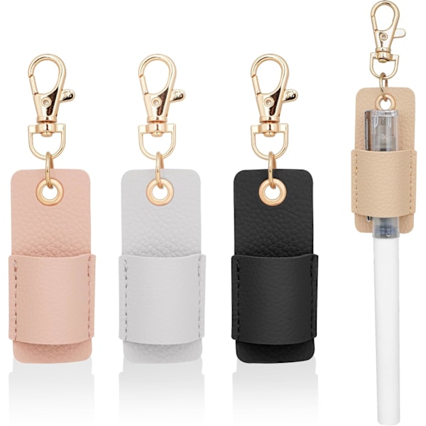 4-pak Penneholder med Clips, Bærbar Vegansk Læder Penneholder Loop, Nøglesnors Penneholder Clip til Signatur, Fyldepen, Kuglepen, Markerpenne
