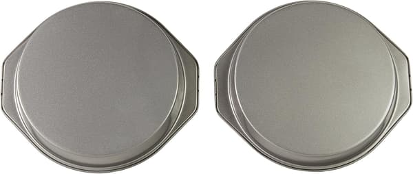 Sæt med 2 runde non-stick kageforme i kulstofstål 23,9 cm, grå