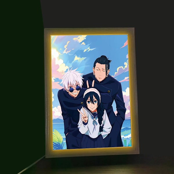 Jujutsu Kaisen LED-kunst - Gojo Satoru, Getou Suguru og Amanai Riko-utgave, USB-drevet, 3 lysmoduser