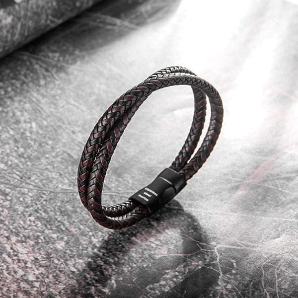 Mænds Flettet Læderarmbånd, Brun og Sort Læderarmbånd