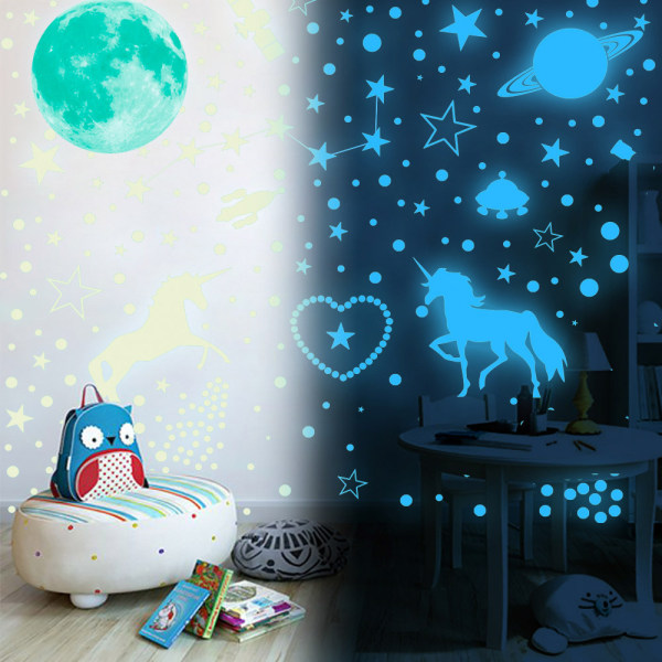 Glow in the Dark Stars for Ceiling, Unicorn Wall Decals Unic