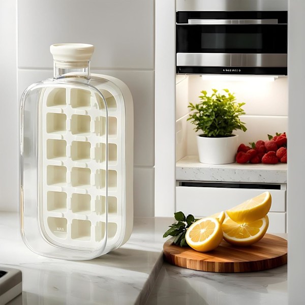 Piece Ice Bottle - 2 in 1 Jääkompressori | Kuutiopullo kannella | Jääpalamuotti mehulle, viinille ja bourbon-cocktaileille | Jäädytetty juomanvalmistustyökalu | To