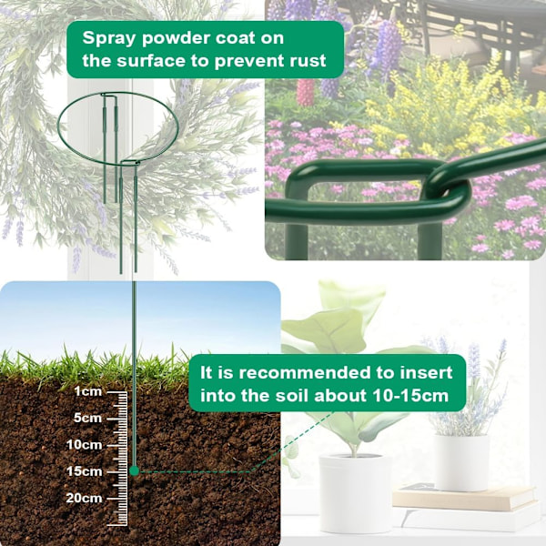 6 kpl 20*35 cm Vihreä Puolipyöreä Metalli Puutarha Kasvien Tukikehikko, Puutarhan Tukikehä Pionit, Hortensian, Ruusut, Sedum, Vihannekset