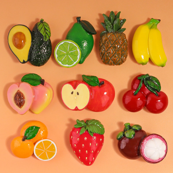 (stil 44)3 Simulerad frukt kylskåpsmagnet