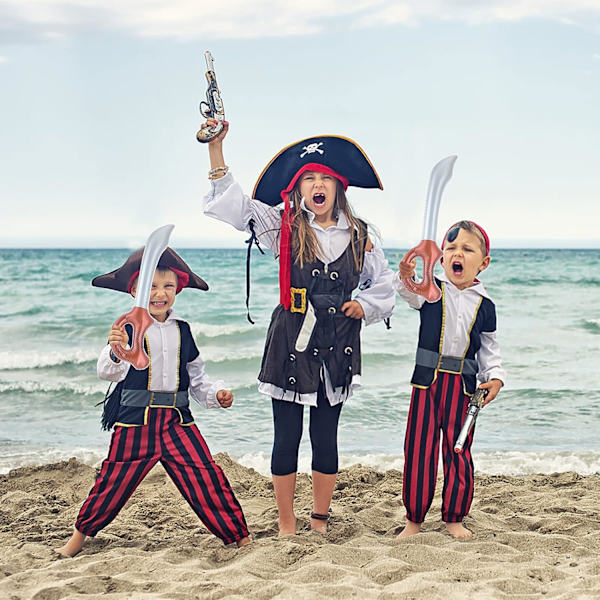 Uppblåsbara piratsvärd, 4 st uppblåsta leksaker för pirat temafest födelsedag simbassäng cosplay P