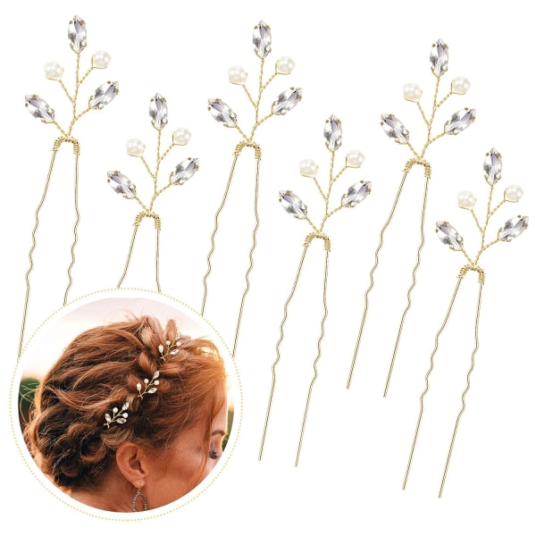 6 Pack Pearl Rhinestone Flower Crystal Bridal Hair Clips Weddin