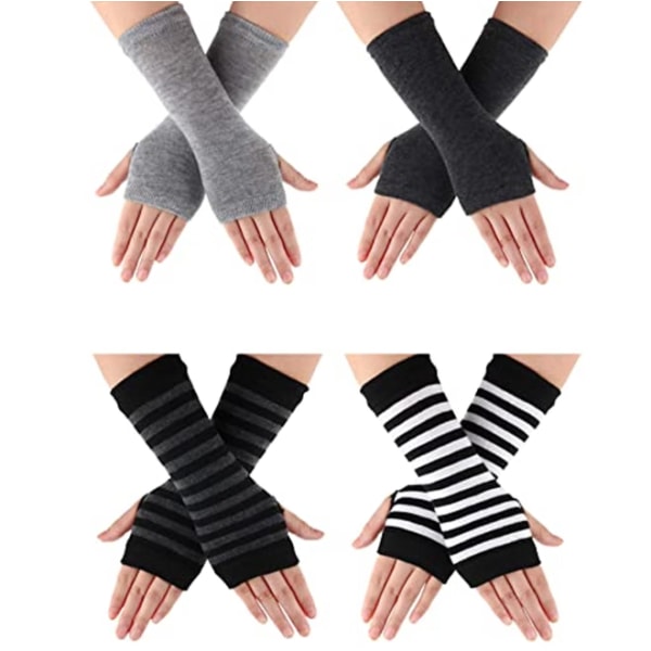 4 par fingerløse håndleddsvanter med tommelhull Unisex Varme
