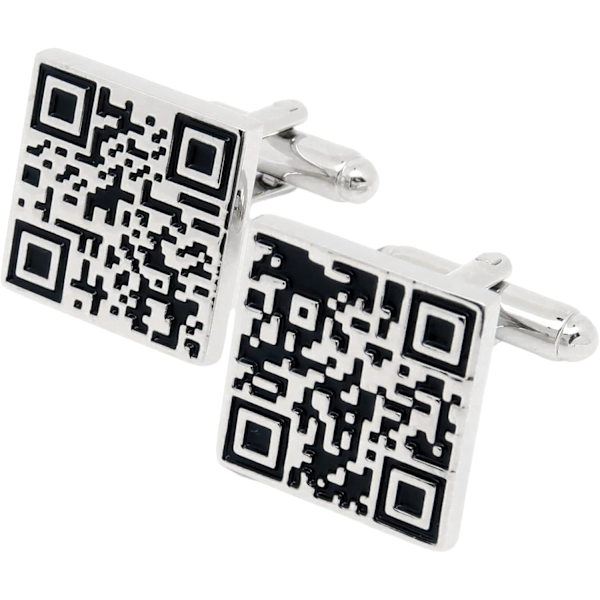 1 par Sølv Firkantede QR-Kode Manschetknapper til Mænd i Gaveæske Sjove Manschetknapper til Mænd til Bryllupsskjorte Fest Forretning Regul