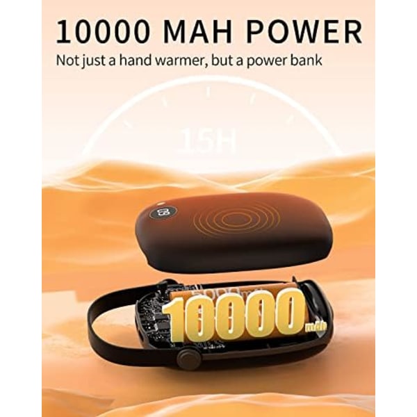 Handvärmare 10000 mAh Uppladdningsbar Handvärmare 3 Värmegrader 15 Timmar Elektrisk Handvärmare Vinter Varm Bästa Varma Present för
