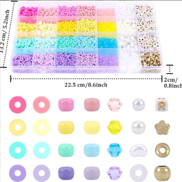 6600 kpl Savihelmiä Rannekorujen Valmistussetti 3mm 23 Väriä Riisihelmiä