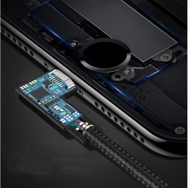 1 stk. Kompatibel Apple rettvinklet flettet datakabel 3m