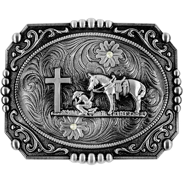 1 st. Religion Kors Cowboy Knäböjande Bön Och Häst Design Bältespännen