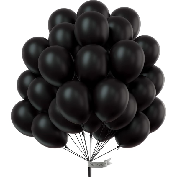 100 pakke 10 tommer svarte heliumballonger, svarte heliumballonger