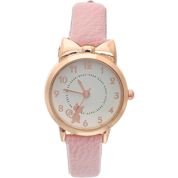 Barnklockor Söt Katt Design Kvarts Armbandsur Läderrem Analog Kvarts Armbandsur för Flickor