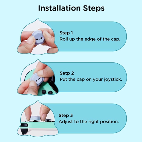 Thumb Grips Kompatible med Nintendo Switch 2 (2025) – 4 stk. Blå Haj Design Silikone Joystick Caps, Komfortable Controller Stick Gaver til Børn & Ga