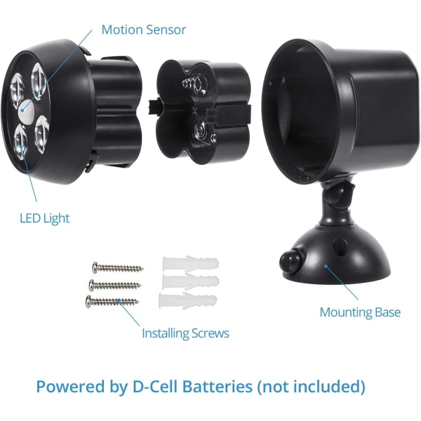 (Set om 2) Utomhuslampa med vattentät rörelsesensor, LED-strålkastare