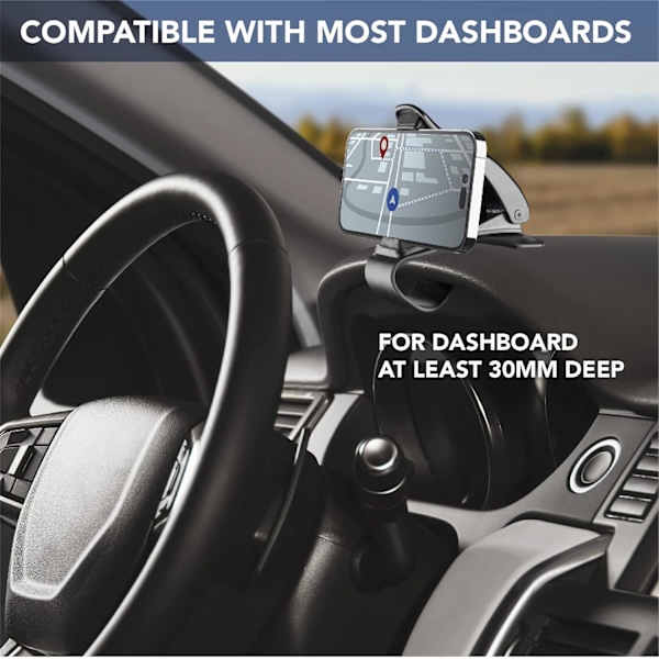 PCS Cellularline | Dash Clip - Universal - Universell bilholder for smarttelefoner til alle mobiltelefoner - iPhone, Samsu