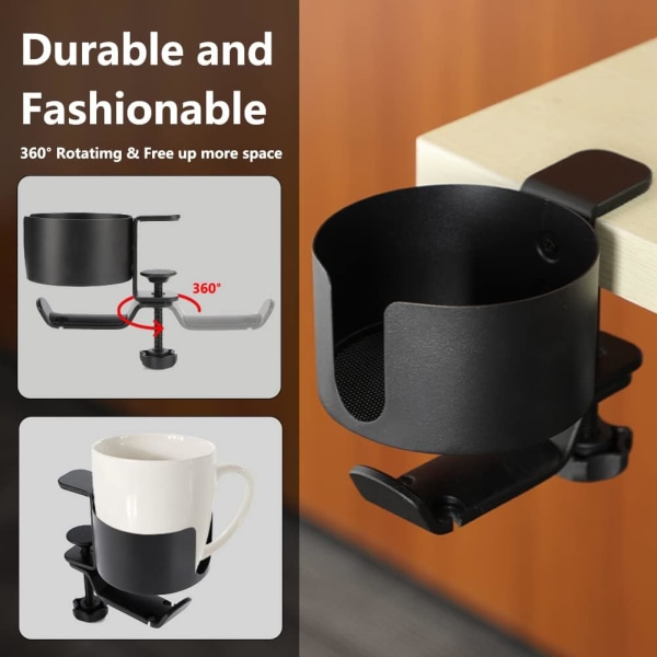 2 in 1 Headphone Stand Cup Holder, 360° Rotation Headphone Hanger, Aluminum Gaming Headset Holder Ea