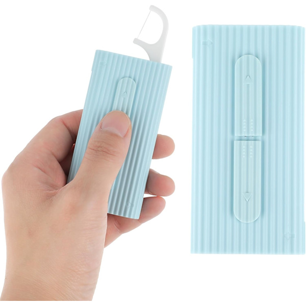 2 st Blå Tandtrådspåsar, Bärbar, Förvaring för 10 Tandtrådspinnar i Ask, Tandtrådspinnar Dispenser för Rengöring av Tänder och Munhåla