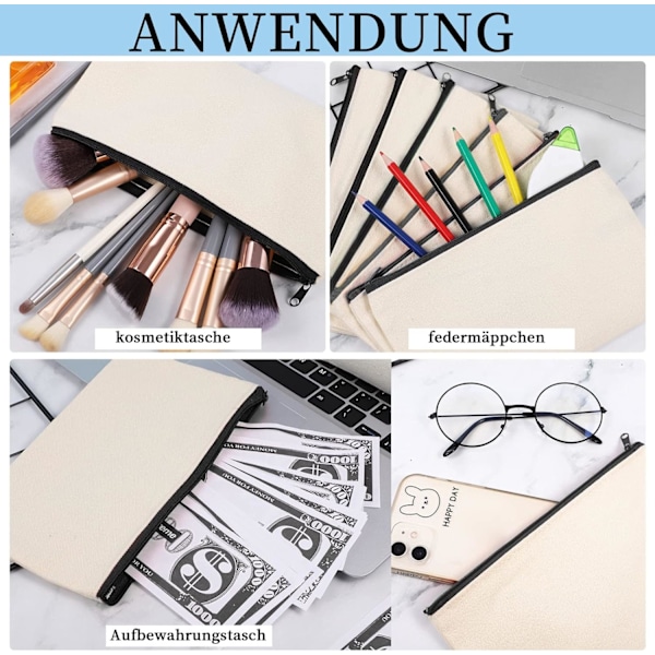 DIY tomme stoffposer for reiser, toalettveske, malingsstoffpose, sminkepose, malingspose, 24pcs