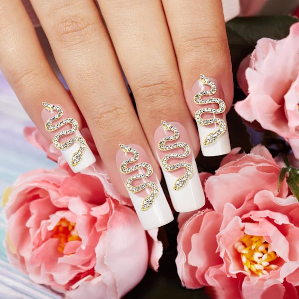 10 stycken 3D orm nagel charms set, orm våg smycken ädelstenar nagelkonst tillbehör för akrylnaglar, R