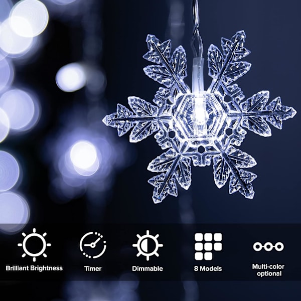 Julgransljus 3,5 m 96 LED-snöflingor ljusslingor Juldekorationer för inomhusbruk