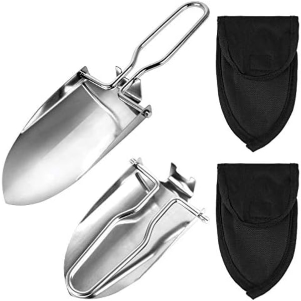22.9x6.3cm 2 stk. Sammenleggbar Spade Hageverktøy Rustfritt Stål Hagespade Hagetransplanter med 2 Bærevesker