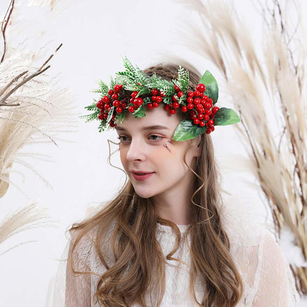 Jul flickor blomma krona krans konstgjord bär blomma huvudb