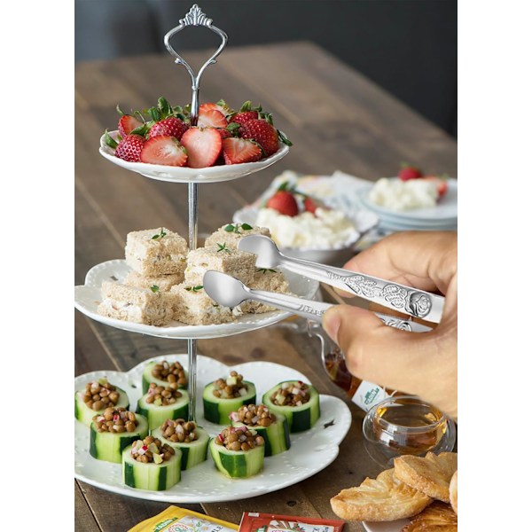 Mini Serveringstænger 10,7 cm Små Appetittænger, Sæt af 6 (Sølv)