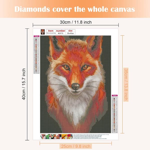 30 x 40 cm DIY 5D Diamantmaleri Ræv C