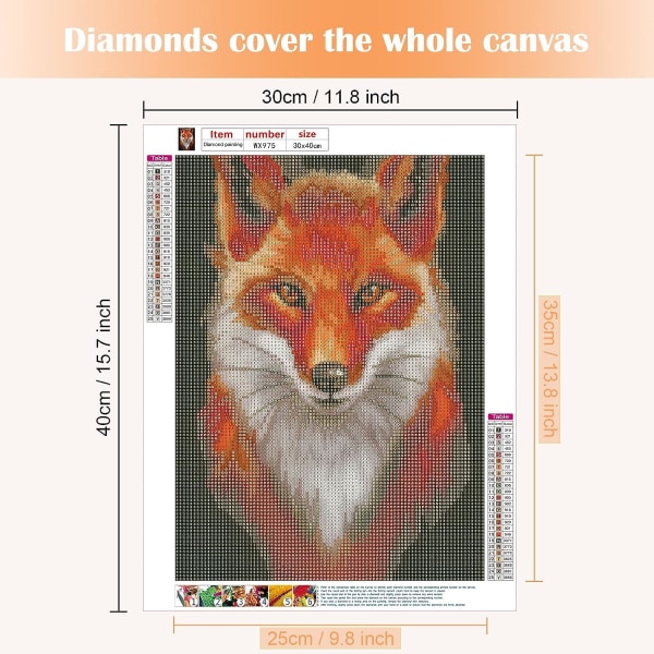 5D- diamond painting 30x40cm Animal Fox 27
