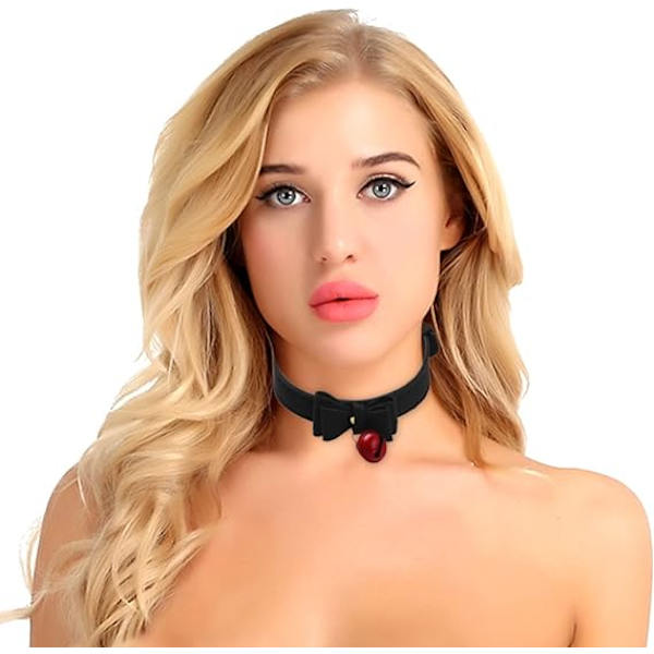 Svart choker-halskjede for kvinner/menn Vegan lær choker Punk kjede metallbesatt gotisk J