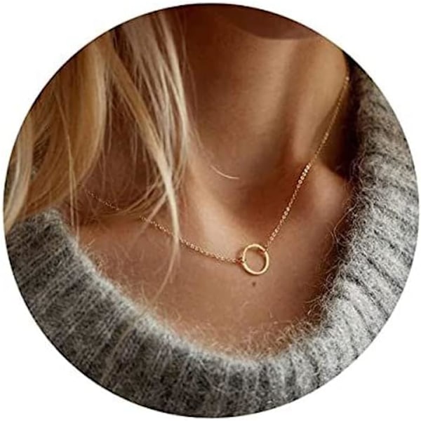 Halsband Smalt Karma Chokers Halsband 14K Riktigt Förgylld Kedja för Kvinnor