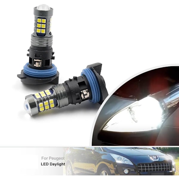 2 stk. LED DRL Dagkørelys Pære til Peugeot 3008 5008 2009 -2016 HP24W Valeo 13625 6216F6