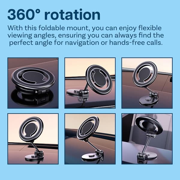 Biltelefonholder til Magnetisk Bilmontering - 360° Rotation Dashboard Telefonholder - Kraftfuld Magnet Drejelig Stativ til iPh