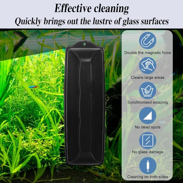 Akvarium Glas Magnetisk Børste Stærk Magnetisk Glasrenser til Alger Akvarium Magnetisk Glasrenser Velegnet til Rengøring